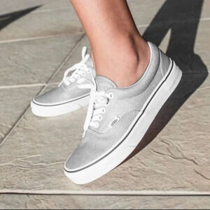 Vans Era Glitter Low Top Lace-up Sneakers - Silver/White - Men's 7 / Women's 8.5